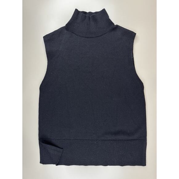 Aritzia Babaton 100% Merino Wool Tunic Sweater Vest M Black Sleeveless Essential - Picture 2 of 14